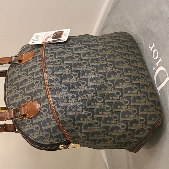 DIOR VINTAGE 70S/80S ULTRA RARE TROTTER COATED CANVAS/LEATHER TOTE/BOWLING BAG - Picture 4 of 17